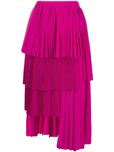 Shop N°21 Pleated Tiered-design Skirt In Pink