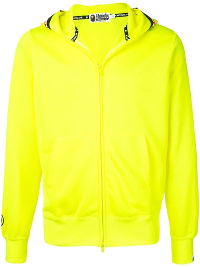 Shop A Bathing Ape Zip-through Hooded Sweatshirt In Yellow