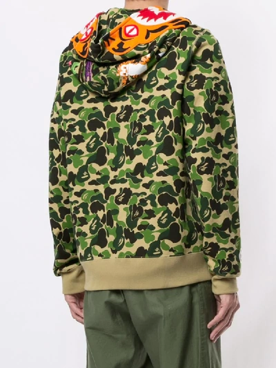 Shop A Bathing Ape Camouflage Tiger Hooded Sweatshirt In Green