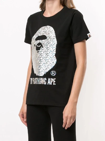 Shop A Bathing Ape Holographic Logo T-shirt In Black