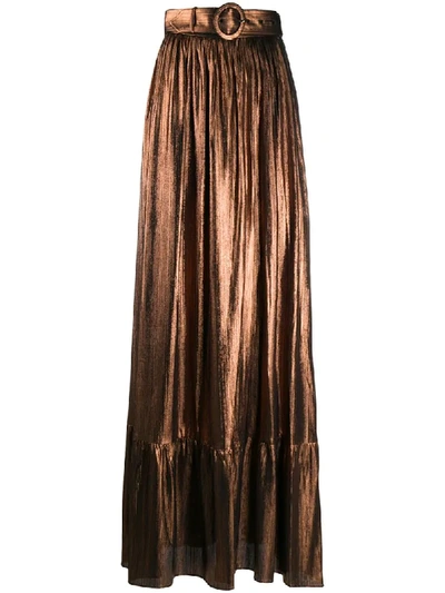 Shop Retroféte Belted Maxi Skirt In Brown