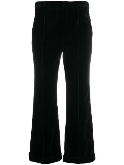 Saint Laurent Cropped Trousers In Black Velvet In Black