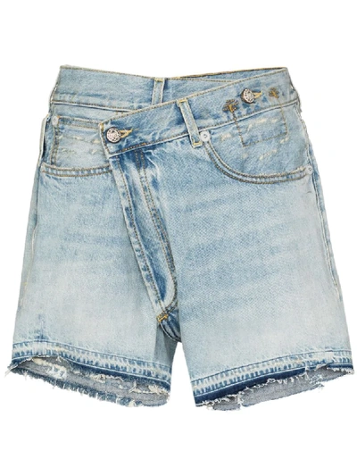 Shop R13 Crossover Denim Shorts In Blue