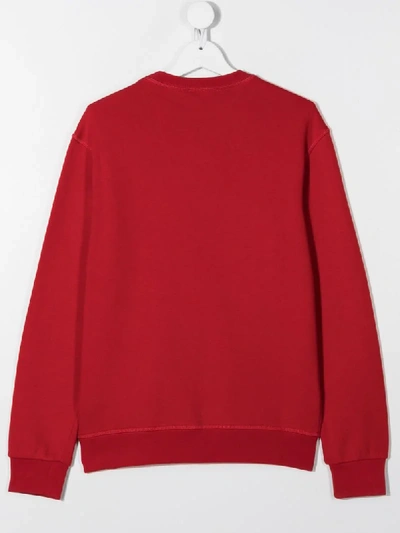 Shop Dsquared2 Teen Split Logo-print Sweatshirt In Red