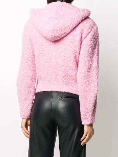 Shop Moschino Fleece Style Hooded Jacket In Pink