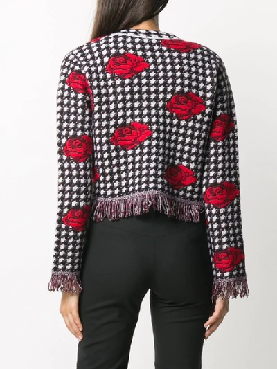 Shop Versace Knitted Rose Jacket In Black