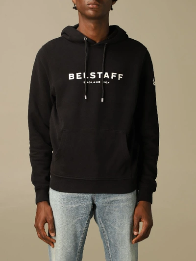 Shop Belstaff Cotton Sweatshirt With Logo In Black