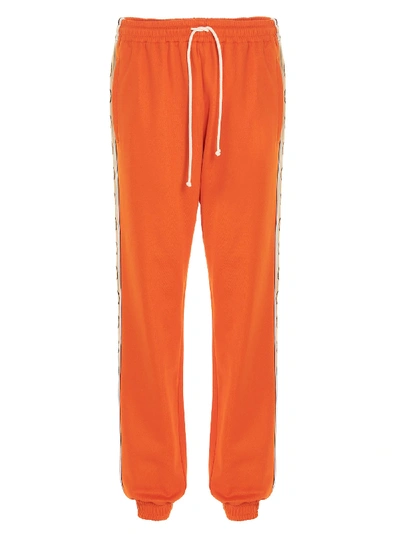 Shop Gucci Trim Sweatpants In Orange