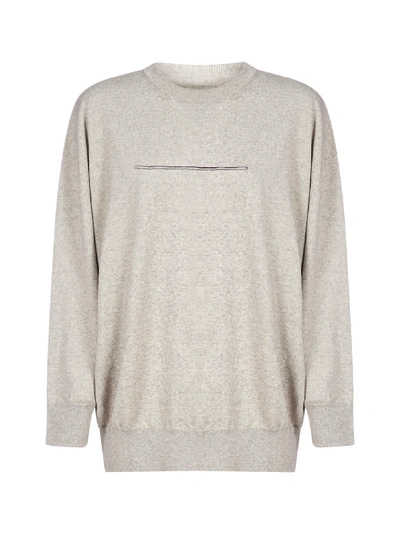 Shop Mm6 Maison Margiela Logo-stitching Cotton And Cashmere Sweater In Grey Melange
