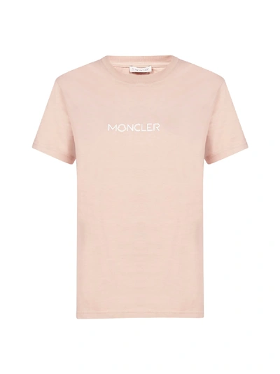 Shop Moncler Logo Cotton T-shirt In Rosa