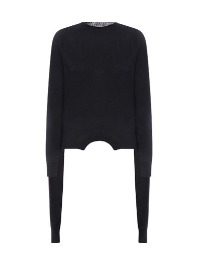Shop Mm6 Maison Margiela Upside Down Wool Sweater In Black