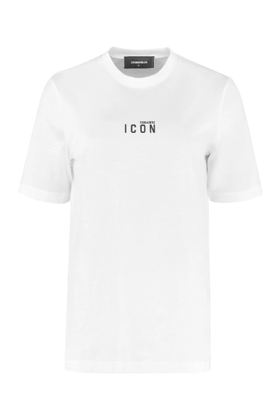 Shop Dsquared2 Icon Cotton Crew-neck T-shirt In White