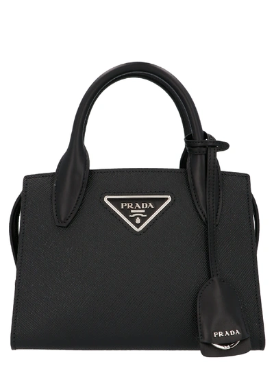 Shop Prada Monochrome Bag In Black