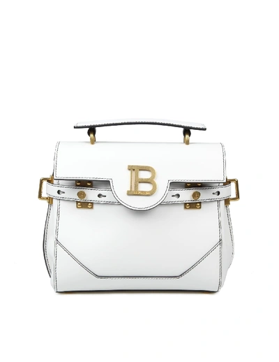 Shop Balmain Bbuzz 23 Bag In White Leather