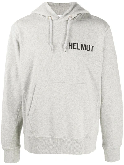 Shop Helmut Lang Long Sleeve Printed Logo Hoodie In Grey