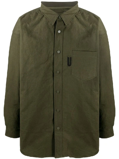 Shop Readymade Embroidered Logo Shirt Jacket In Green