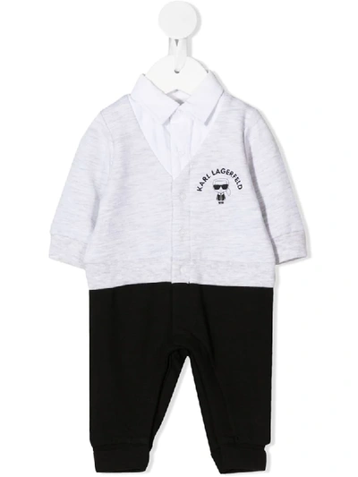 Shop Karl Lagerfeld Chest Logo Tracksuit Set In Grey