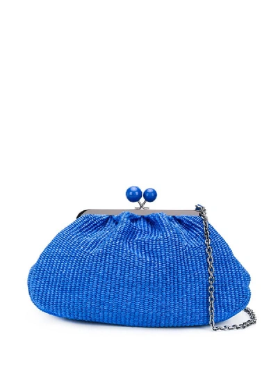 Shop Weekend Max Mara Woven Shoulder Bag In Blue
