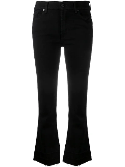 Shop 7 For All Mankind Cropped Flared Jeans In Black