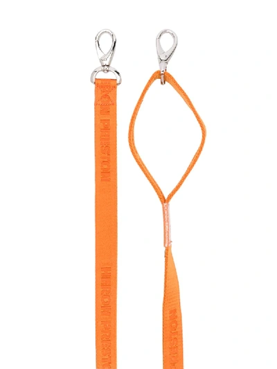 Shop Heron Preston X V.i.p Jacquard Logo Tape Leash And Belt In Orange