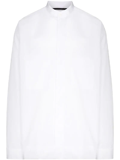 Shop Haider Ackermann Band Collar Cotton Shirt In White
