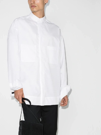 Shop Haider Ackermann Band Collar Cotton Shirt In White