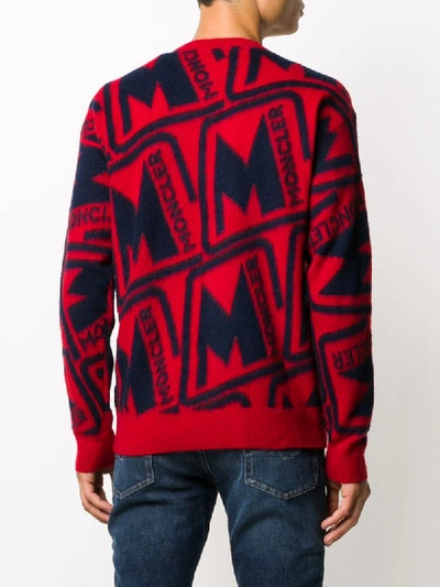 Shop Moncler Pullover Mit Logo-stickerei In Red