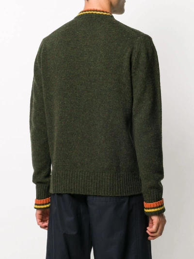 Shop Anglozine Stripe Trim Jumper In Green