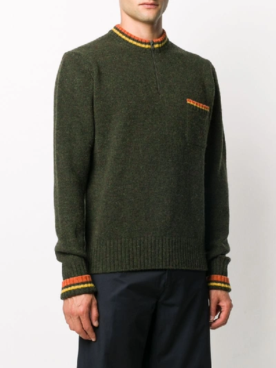 Shop Anglozine Stripe Trim Jumper In Green