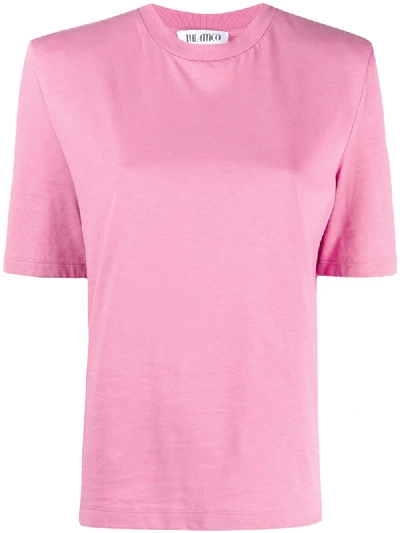 Shop Attico Bella Padded Shoulder T-shirt In Pink