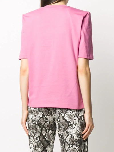 Shop Attico Bella Padded Shoulder T-shirt In Pink