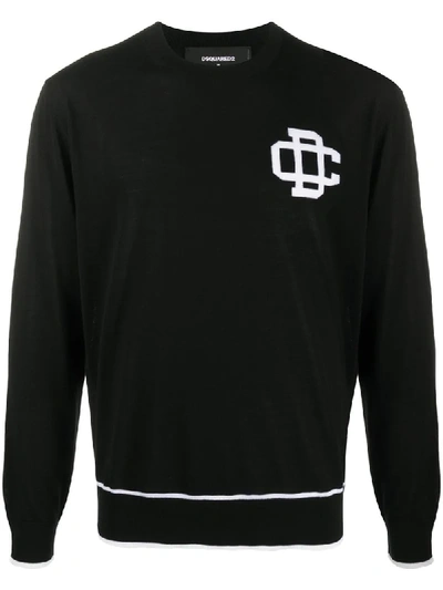 Shop Dsquared2 Logo Motif Knitted Sweater In Black