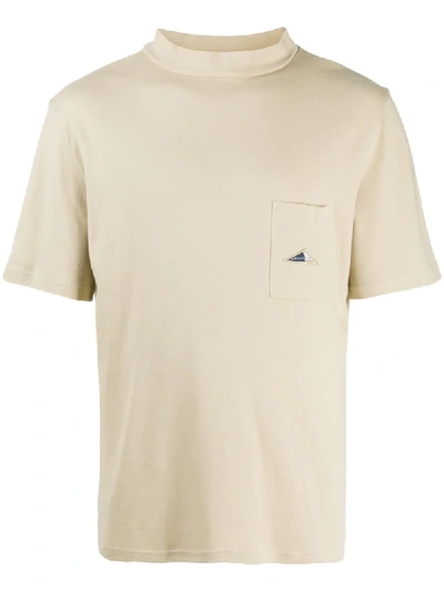 Shop Anglozine Contrast Rear-print T-shirt In Neutrals