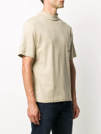 Shop Anglozine Contrast Rear-print T-shirt In Neutrals