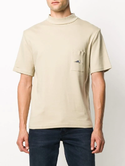 Shop Anglozine Contrast Rear-print T-shirt In Neutrals