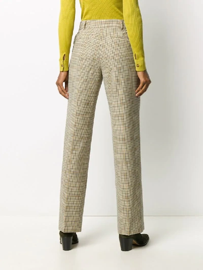 Shop Michael Michael Kors Checked Straight-leg Trousers In Neutrals