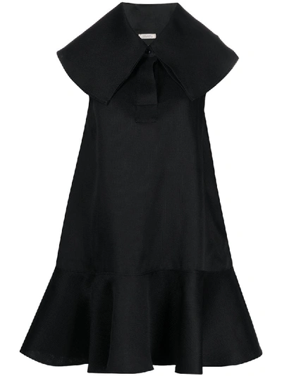Shop Nina Ricci Oversized Collar Dress In Black