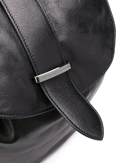 Shop Brunello Cucinelli Drawstring Leather Backpack In Black