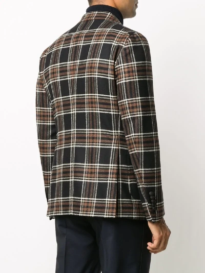 Shop Tagliatore Checked Single Breasted Blazer In Black