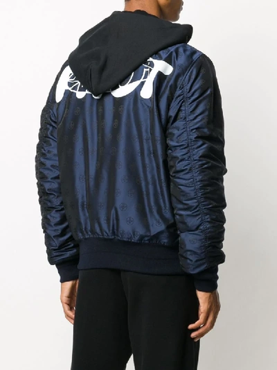Shop Off-white Reversible Hooded Bomber Jacket In Blue