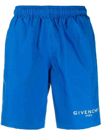 Shop Givenchy Badeshorts Mit Logo-print In Blue
