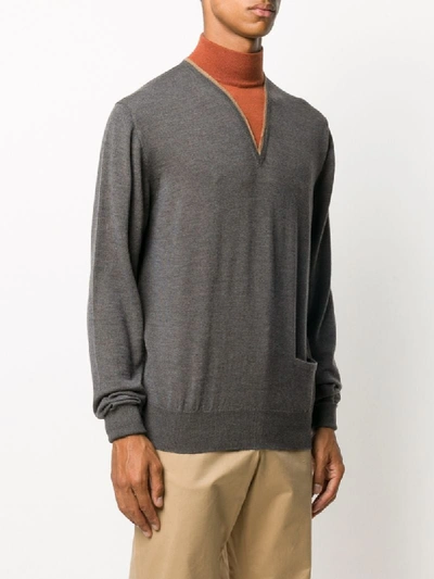 Shop Anglozine Layered-neck Jumper In Grey
