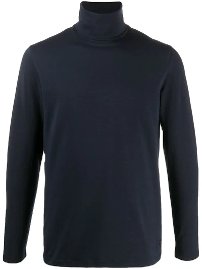 Shop Jil Sander Turtleneck Cotton T-shirt In Blue