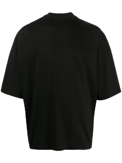 Shop Jil Sander Mock Neck Cotton T-shirt In Black