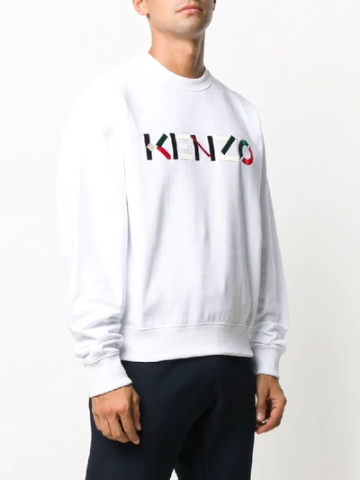 Shop Kenzo Logo Embroidered Sweatshirt In White