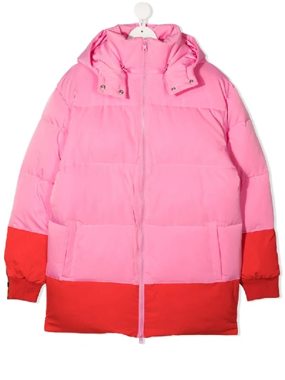 Shop Stella Mccartney Teen Two-tone Puffer Jacket In Pink
