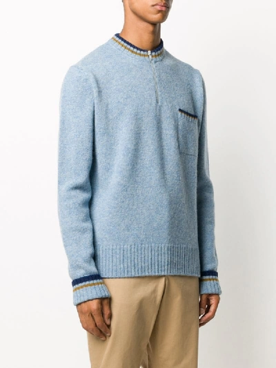 Shop Anglozine Stripe Trim Jumper In Blue