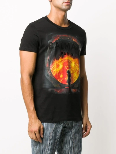 Shop Balmain Sci-fi Print T-shirt In Black