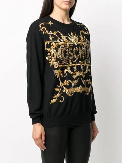 Shop Moschino Logo Print Sweatshirt In Black