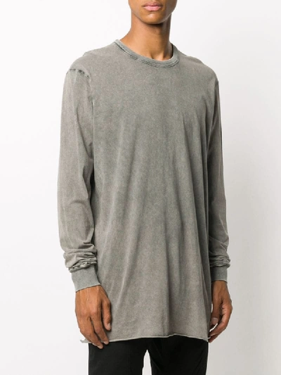 Shop 11 By Boris Bidjan Saberi Washed Long Sleeved T-shirt In Grey